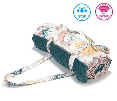 La Millou - Luxusná nepremokavá pikniková deka XL - Boho Palms Light/Deep Ocean