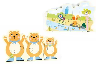 Oops - Obojstranné drevené puzzle pre najmenších - Medvedík a rieka