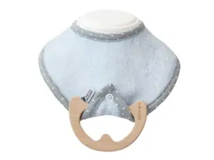 Lullalove SupeRRO baby eco - podbradník a hryzátko 2v1, modrý