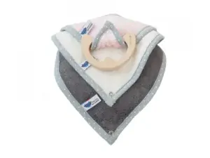 Lullalove supeRRO baby eco set - 3x podbradník a hryzátko 2v1, ružový