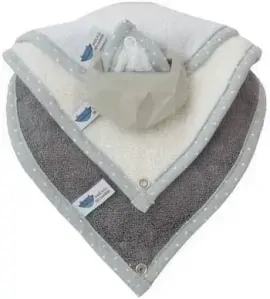 Lullalove SupeRRO baby Hevea set - 3x podbradník a hryzátko 2v1, modrý