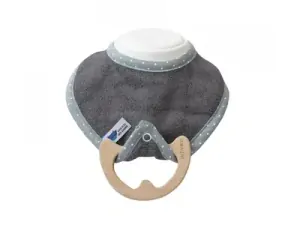 Lullalove SupeRRO baby eco - podbradník a hryzátko 2v1, šedý