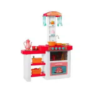 Detská kuchyňa s tečúcou vodou a doplnky - ružová