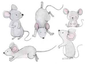 Samolepka na stenu - Šedé myši
