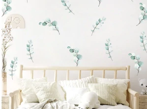 Samolepky na stenu - Zelené vetvičky Boho style