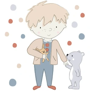 Samolepky na stenu - Teddy, šedé nohavice
