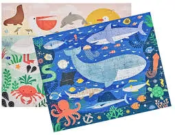 Obojstranné puzzle 2v1 Petit Collage - Oceán, 50 ks