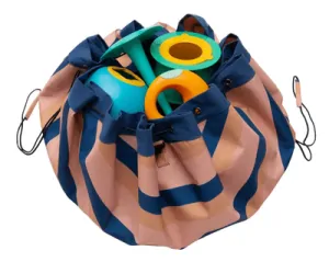 Nepromokavý vak na hračky / podložka na hranie Play&Go - Outdoor Mokka stripes
