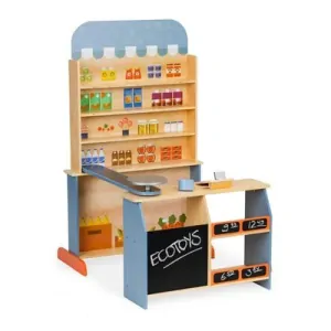 Veľký drevený supermarket Ecotoys