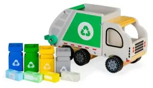 Drevené smetiarske auto s pohyblivým vyklápaním popolníc 