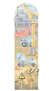 Samolepka na stenu meter - Stavebné stroje, modré