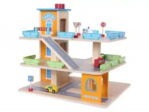 Drevená garáž s výťahom + autá EcoToys