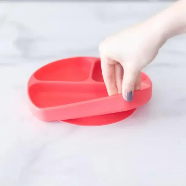 Jedálenský tanier Bumkins 1-2-3 - ružový