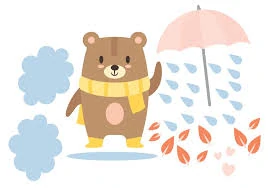 Samolepky na stenu - Veľký macko s dáždnikom