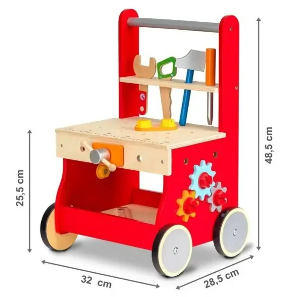 Eco Toys - Drevené chodítko s montážnym stolom
