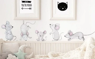 Samolepka na stenu - Šedé myši