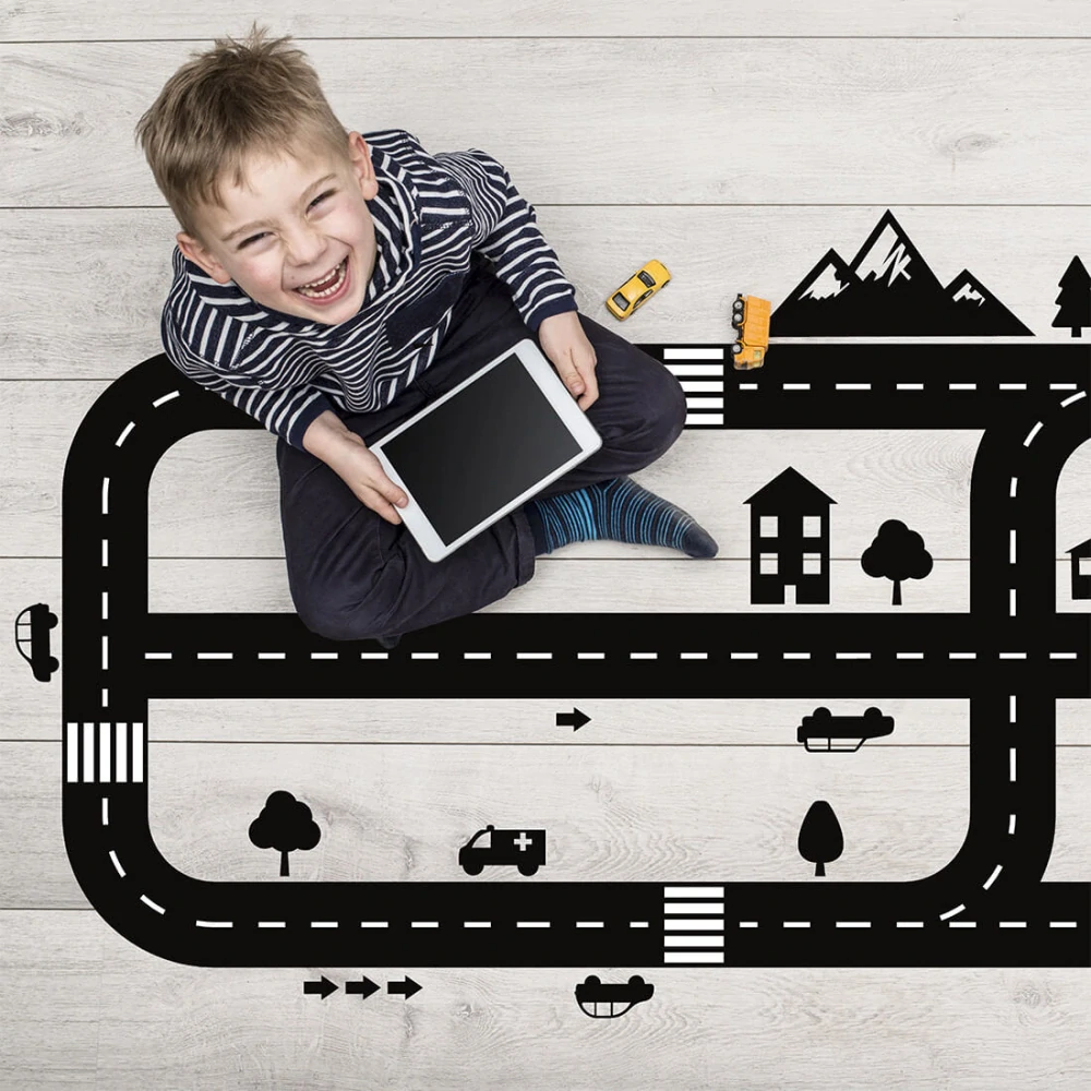 Samolepky na podlahu, na stenu - Cesta sivá 145 x 70 cm