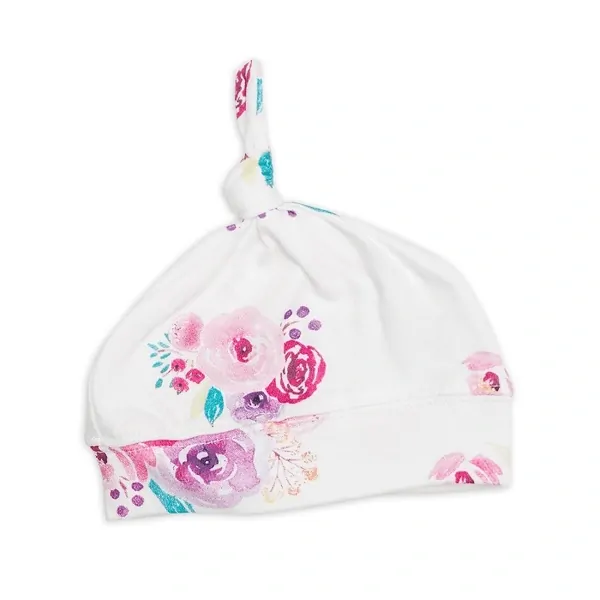 Narodeninová sada Lulujo - Bambusová plienka 120x120 + čiapočka Posies