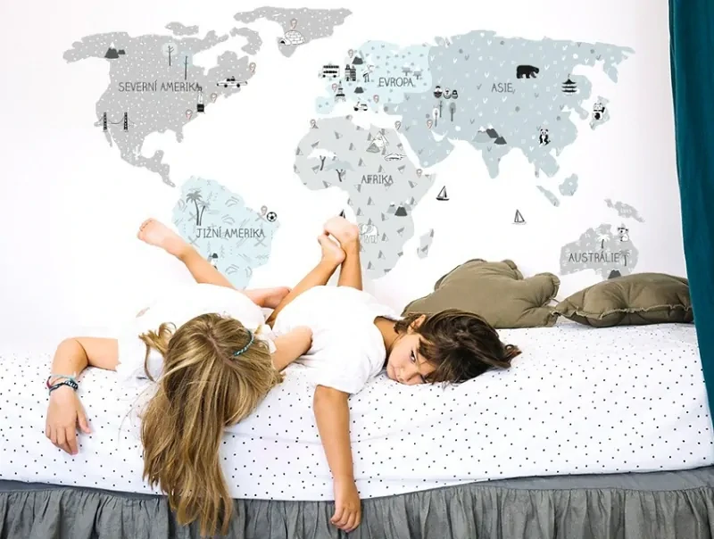 Samolepky na stenu - Mapa sveta - eco, veľkosť L