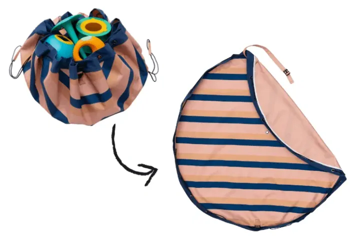 Nepromokavý vak na hračky / podložka na hranie Play&Go - Outdoor Mokka stripes