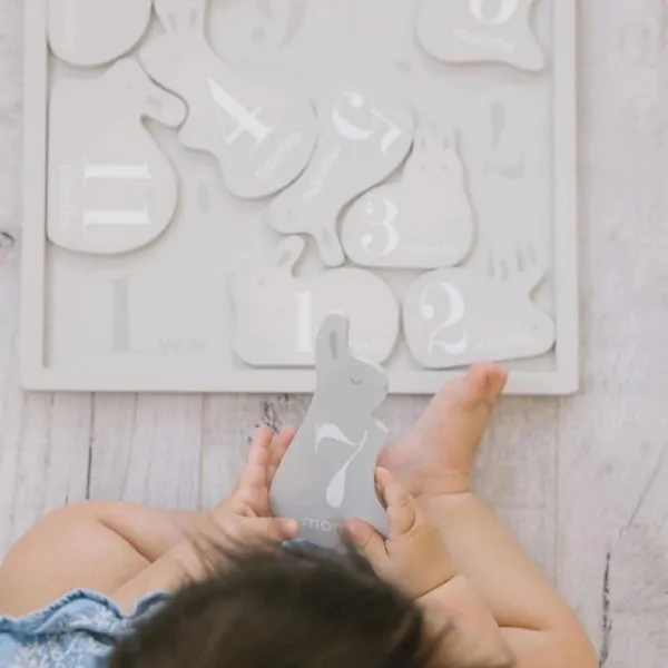 Pearhead - Míľnikové drevené puzzle Zajačci