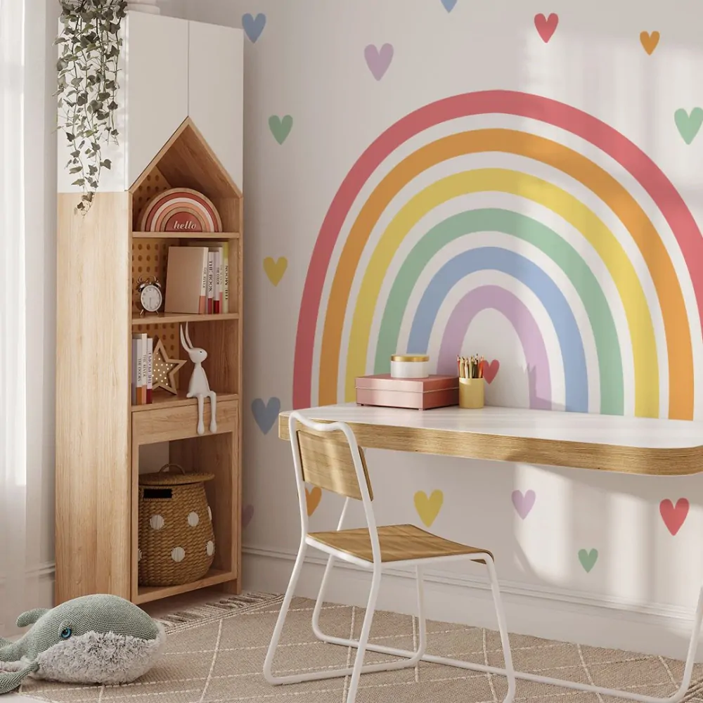 Samolepky na stenu - Farebné srdiečka, 21 ks