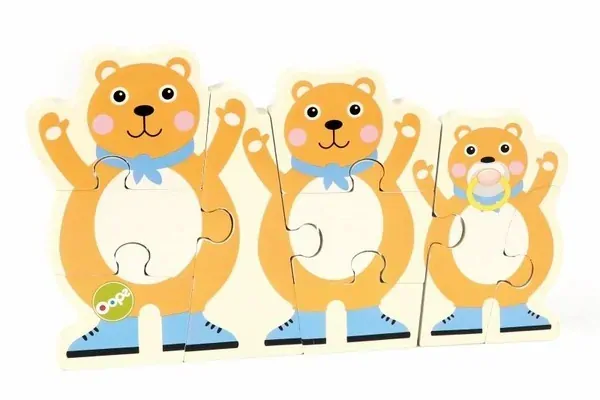 Oops - Obojstranné drevené puzzle pre najmenších - Medvedík a rieka