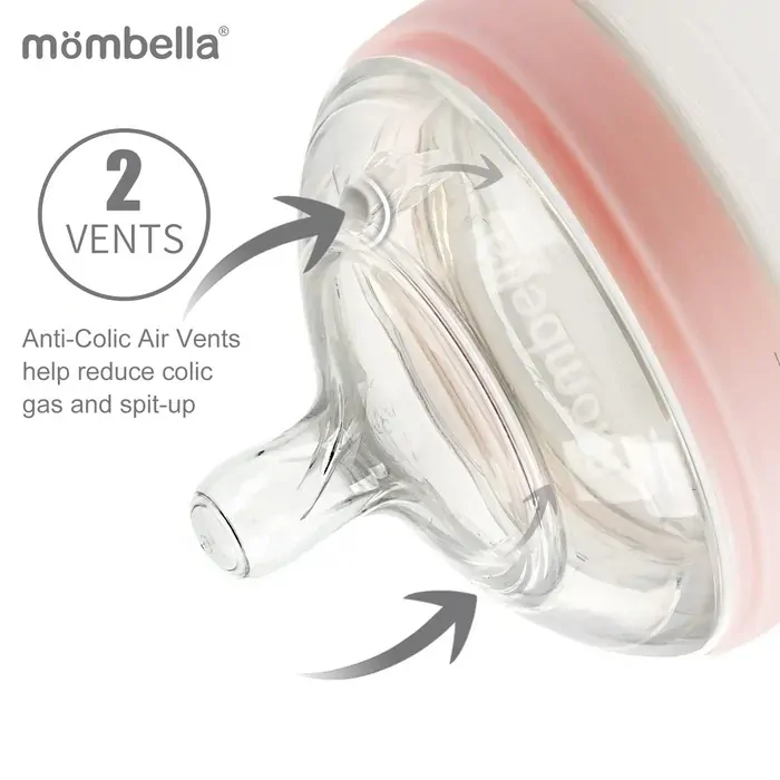 Antikoliková fľaša Mömbella Rose Silikónová - 300 ml