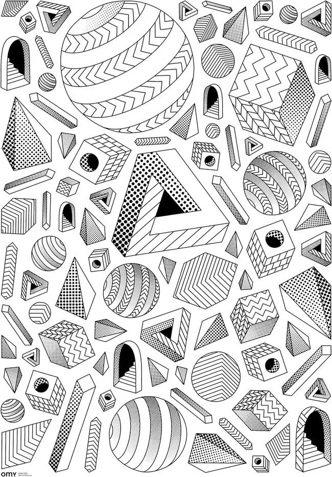 OMY Veľký vyfarbovaci plagát, maľovanka - Illusions 70 x 100 cm