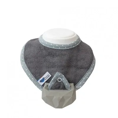 Lullalove SupeRRO baby Hevea set - 3x podbradník a hryzátko 2v1, modrý