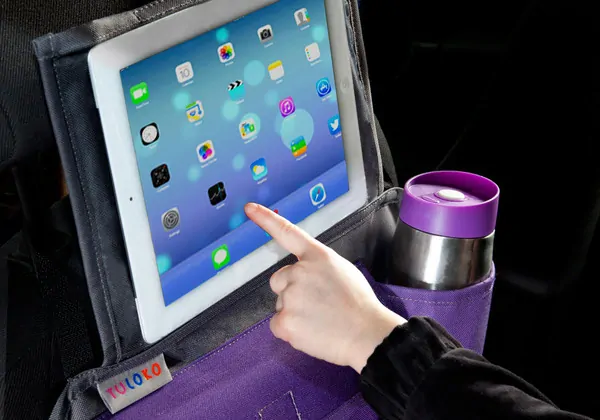 Vreckár do auta pre deti + držiak na tablet Tuloko - tyrkysový