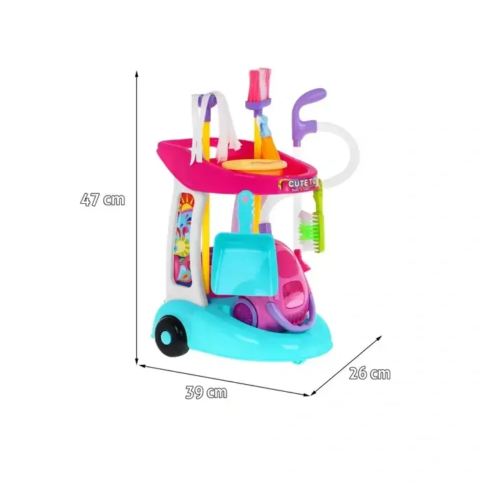 Veľký upratovací vozík s vysávačom a doplnky