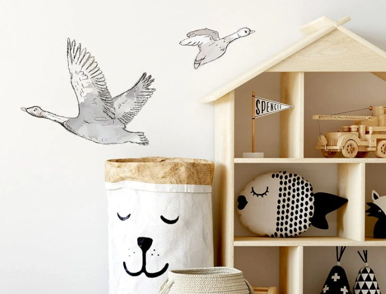 Samolepky na stenu - Odlietavajúce husi