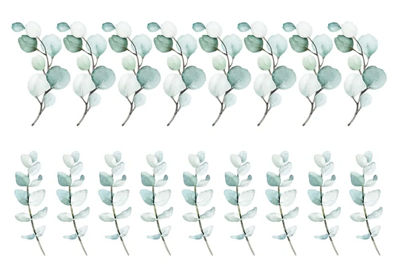 Samolepky na stenu - Zelené vetvičky Boho style