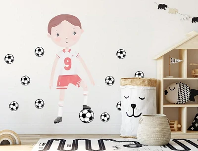 Samolepky na stenu - Futbalista v červenom drese