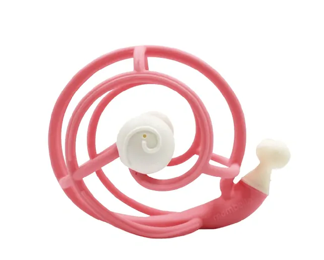Hryzátko Mömbella s hrkálkou Deluxe - Slimák pink