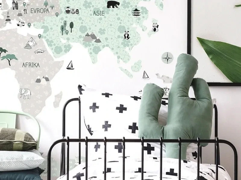 Samolepky na stenu - Mapa sveta - zelená, veľkosť L