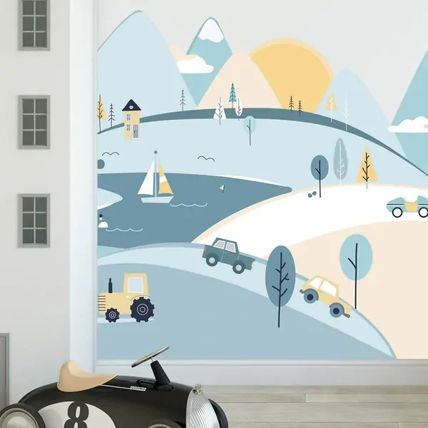 Samolepky na stenu - Hory - blankytné, veľ. S 150 x 75 cm