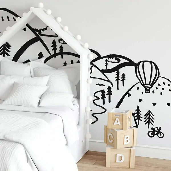 Samolepky na stenu - Hory - čierné, veľ. S 150 x 75 cm