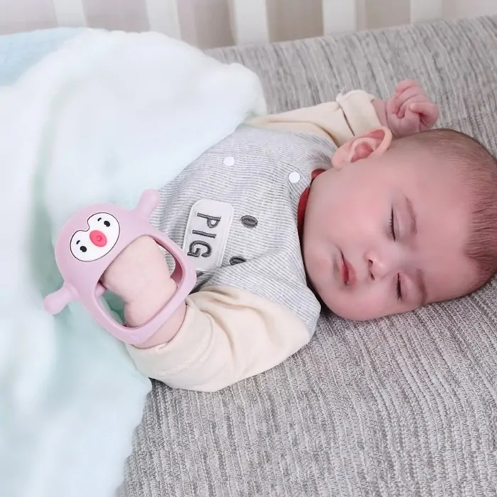 Súprava hryzátok Smily Mia Sob a Tučniak - Light pink