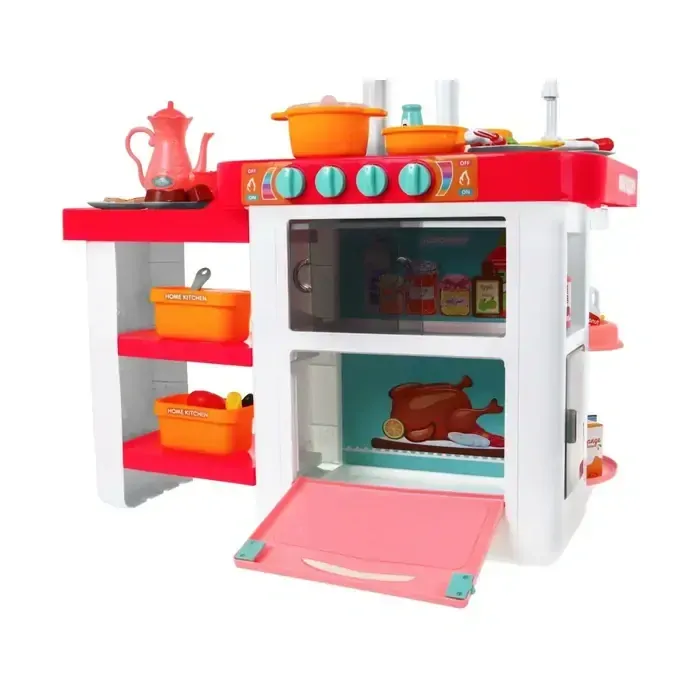 Detská kuchyňa s tečúcou vodou a doplnky - ružová