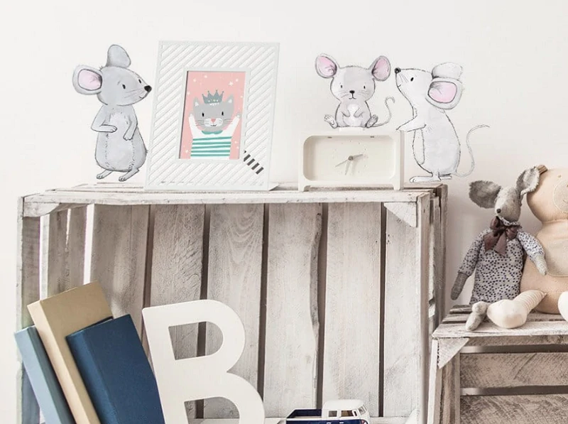 Samolepka na stenu - Šedé myši