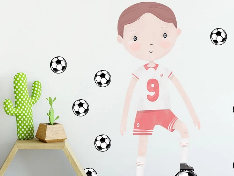 Samolepky na stenu - Futbalista v červenom drese