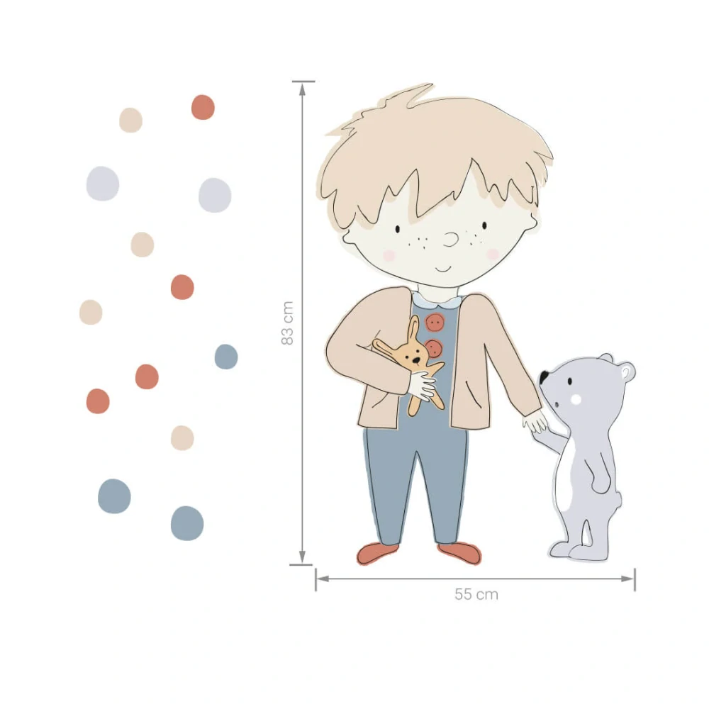 Samolepky na stenu - Teddy, šedé nohavice
