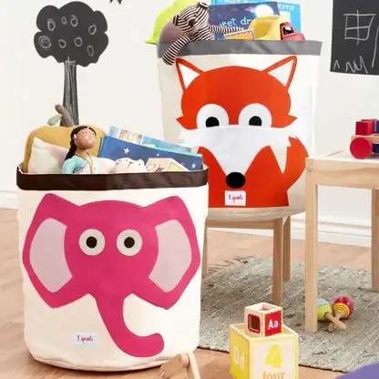 3 Sprouts Úložný kôš na hračky - Ružový slon