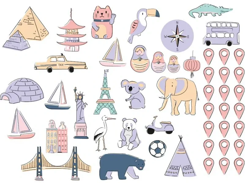 Samolepky na stenu - Mapa sveta - jarná, veľkosť L