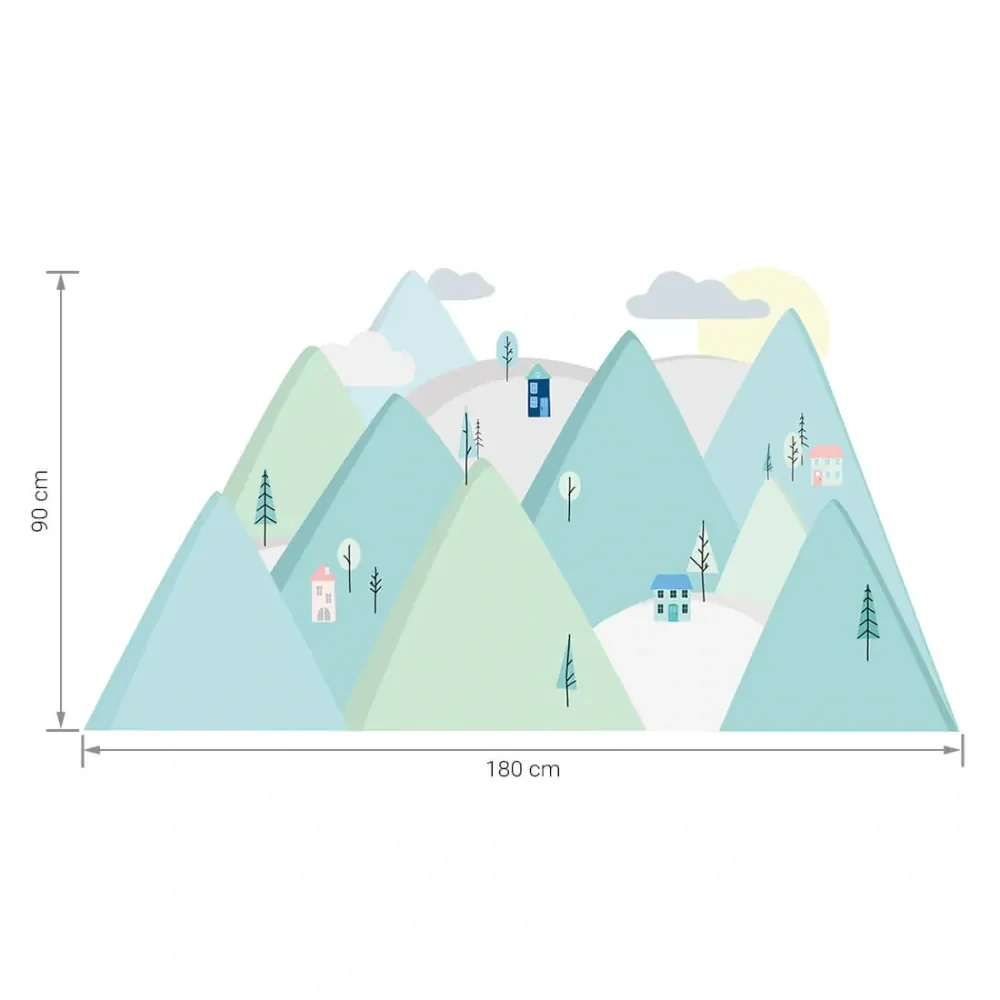 Samolepky na stenu - Hory - mätové, veľ. L 180 x 90 cm