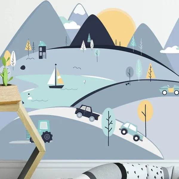 Samolepky na stenu - Hory - modré, veľ. S 150 x 75 cm