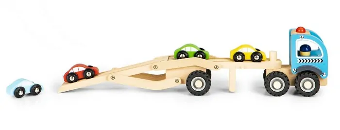 Drevený odťahový automobil + 4 autíčka Ecotoys