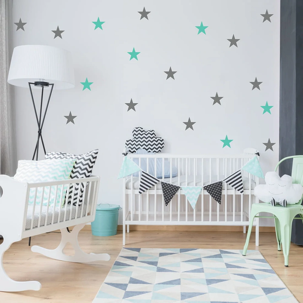 Samolepky na stenu - Hviezdy 10x10 cm, 30 ks - svetle modré